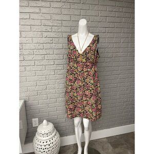 The Limited Woman V Neck Multicolored Sleeveless Floral Shift Dress Size 14